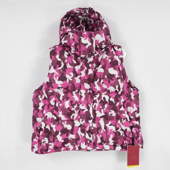 Lululemon Vest Womens Size 8 Pink Camo Wunder Puff Cropped Hooded Down New - Picture 1 of 16